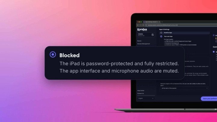 KaraFun Business blocked mode dashboard