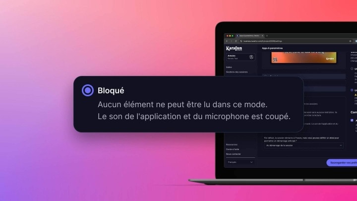 Tableau de bord du mode bloqué KaraFun Business