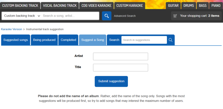 Page de suggestion