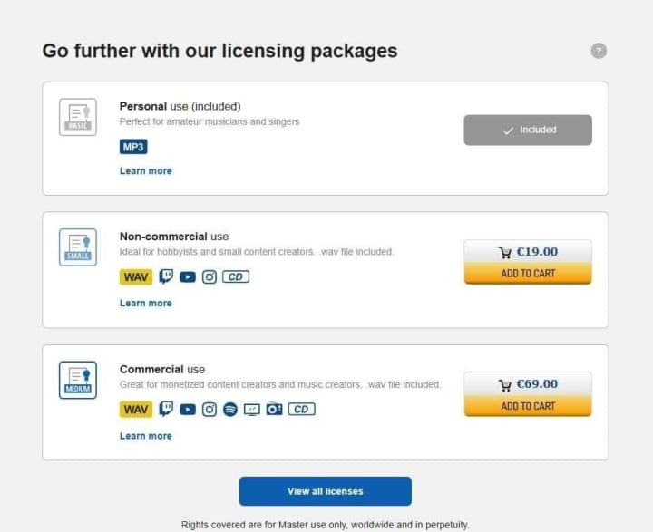 Licensing packages