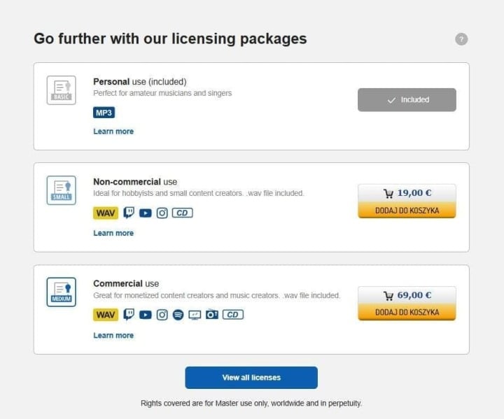 Licensing packages