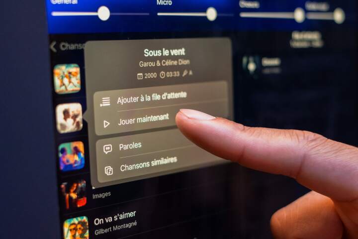 tablette sélection des chansons