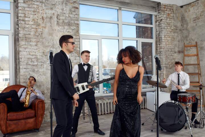 Band playing in a cozy place