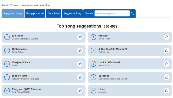 Top song suggestions