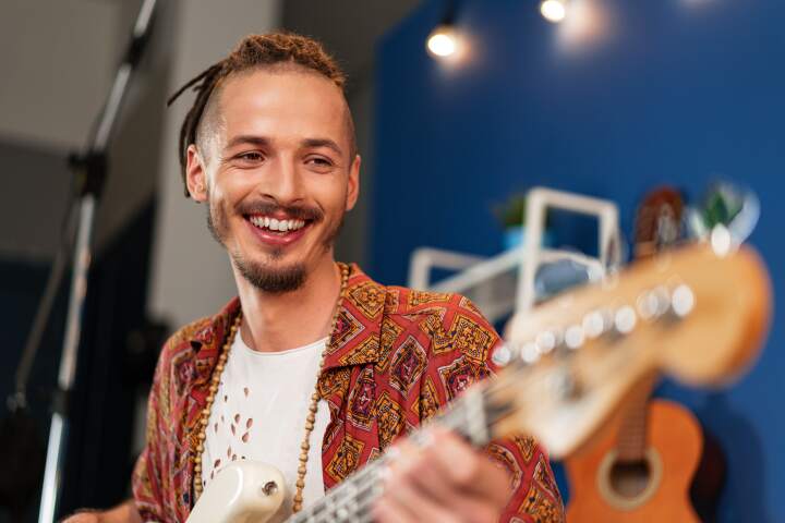 Guitarist performing live